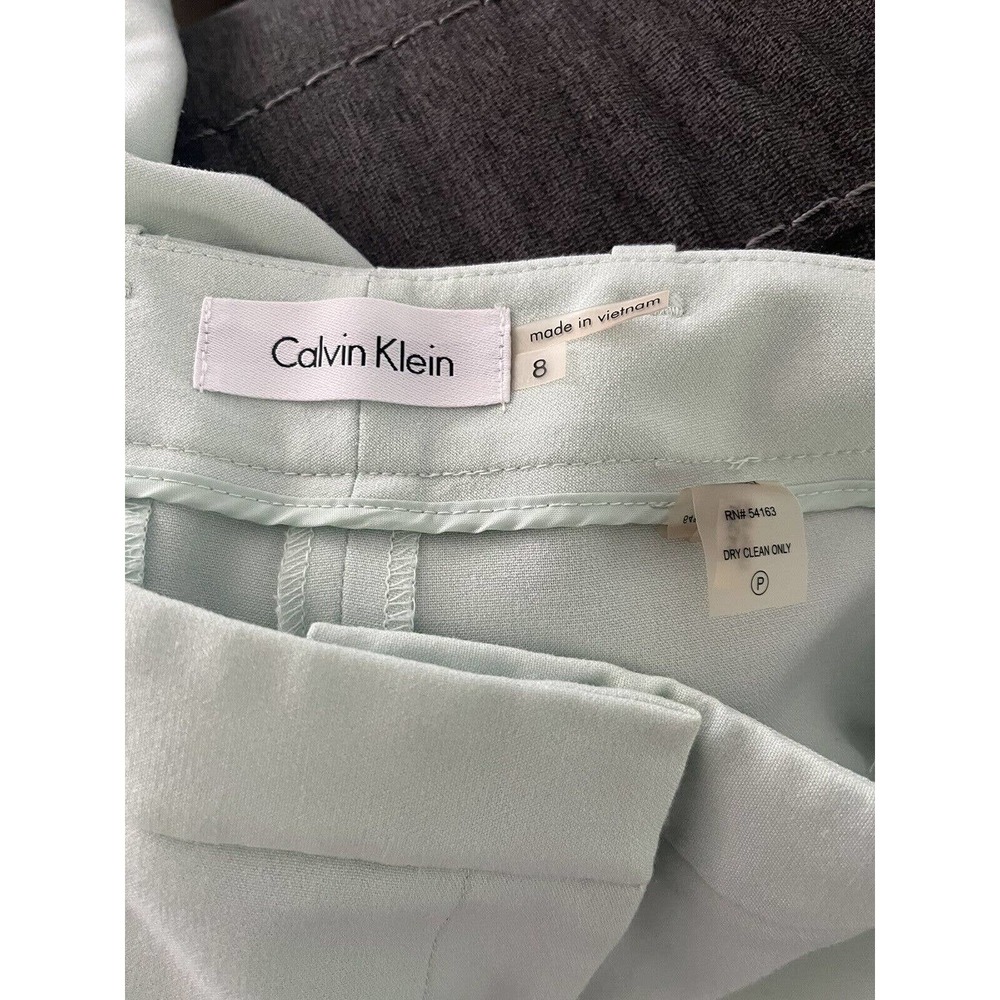 Calvin Klein Mint Green Mid Rise Pleated Straight Leg Trouser Dress Pants Sz 8 - Picture 6 of 7
